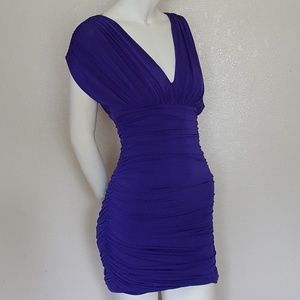 BCBGMaxAzria Purple Sleeveless Open Back Stretch Ruched Cocktail Dress X-Small 2